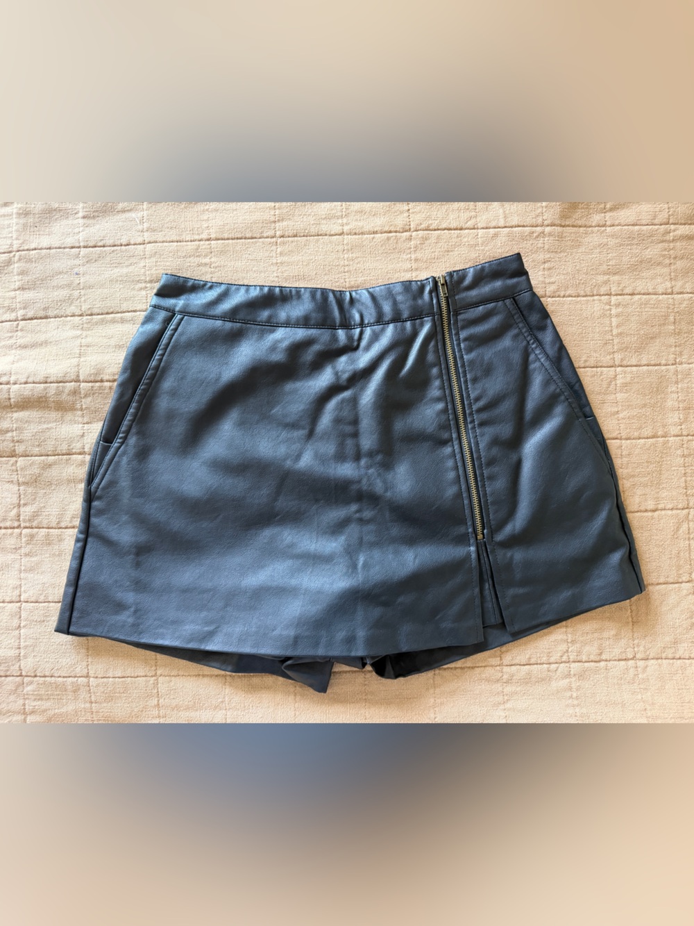 TALULAH Black Faux Leather Mini Skort